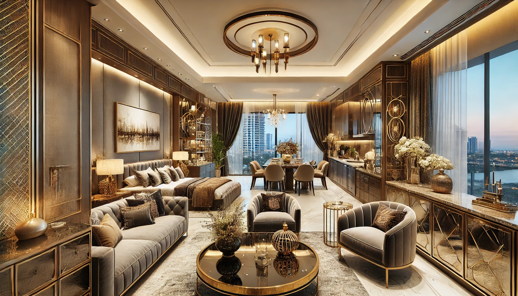Luxury Apartments Interior Design For Your 4BHK Home. - Luxury Apartment Interior Design With Bold Architectural Details