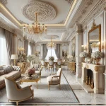 A chic home with classic moldings, elegant furnishings, and a timeless Parisian charm.