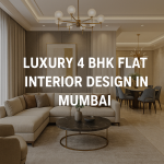 Modern luxury 4 BHK flat entrance and living room with marble flooring, velvet sofas, chandelier, and wall paneling in Mumbai apartment.