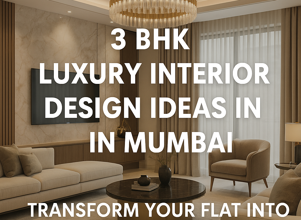 Luxury living room of a 3 BHK flat in Mumbai with beige furniture, gold chandelier, and marble accent wall.