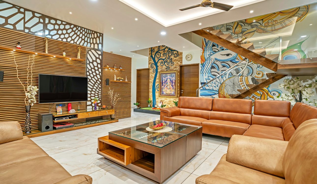 Luxury bedroom designed as per Vastu Shastra with warm colors, correct bed direction, and balanced décor