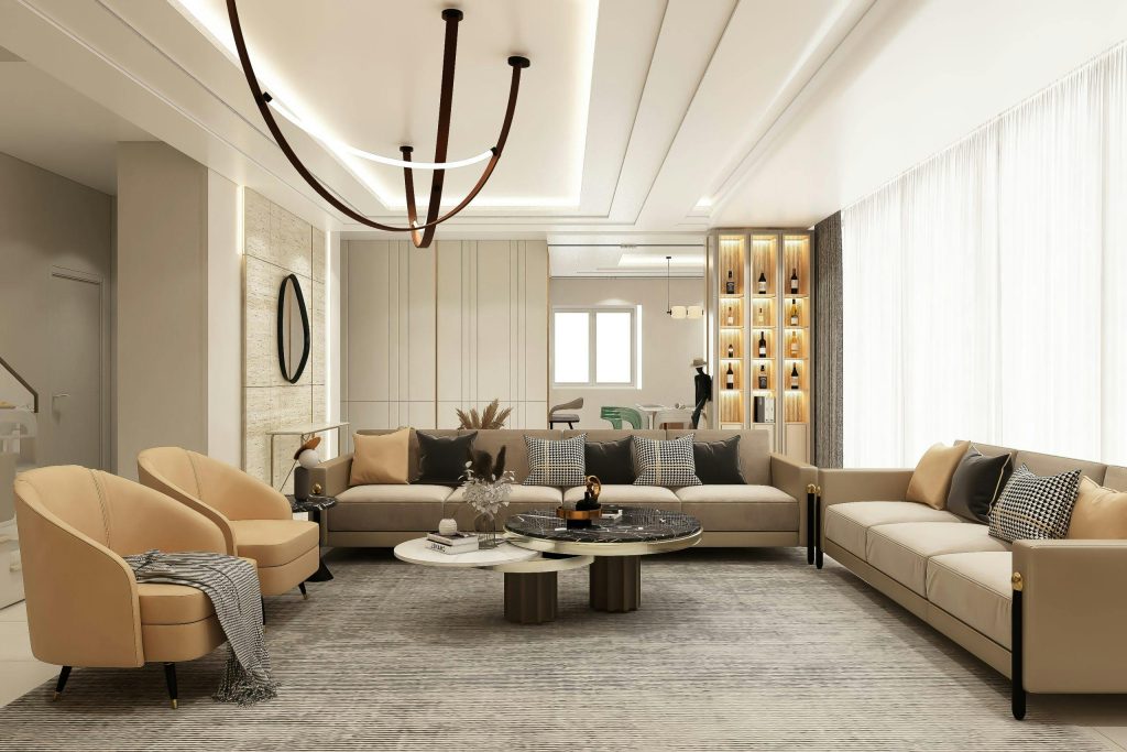 Luxurious 4 BHK home interior in Andheri Mumbai with modern living room and designer finishes