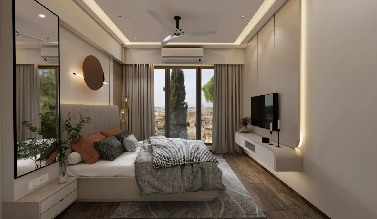 European-inspired modern bedroom interior design in Andheri West, Mumbai – 2025