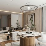 Home Makers Interior elegant modern living room with customised furniture and layered lighting, designed for a stunning home transformation.