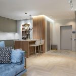 "Modern residential interior design for a cozy and stylish home with curated spaces like living room, bedroom, and kitchen."