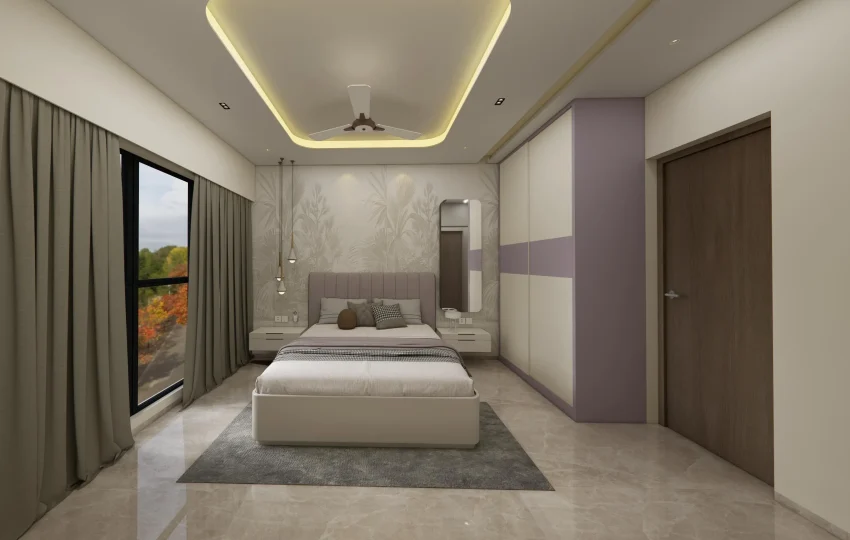 Luxury 3 BHK bedroom interior design in Andheri West Mumbai 2026 with modern wardrobe, false ceiling, and elegant lighting.