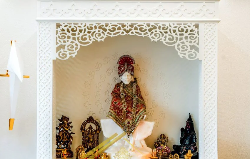 Modern Pooja Room Interior Design for 3 BHK Homes in Mumbai 1 Modern pooja room interior design for 3 BHK homes in Mumbai with wooden mandir unit, marble backdrop, soft lighting, and elegant spiritual décor. 🙏✨